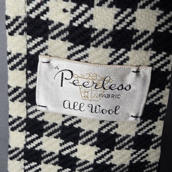 VTG 1960s Peerless 100% Wool Coat Black White Check Houndstooth Mod Midi Medium - Picture 6 of 15